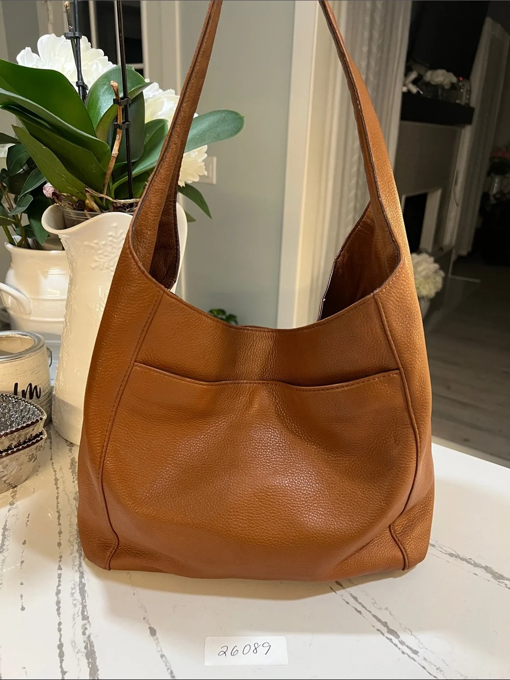 Michael Kors Cognac Leather Shoulder Hobo Bag Luggage Tan